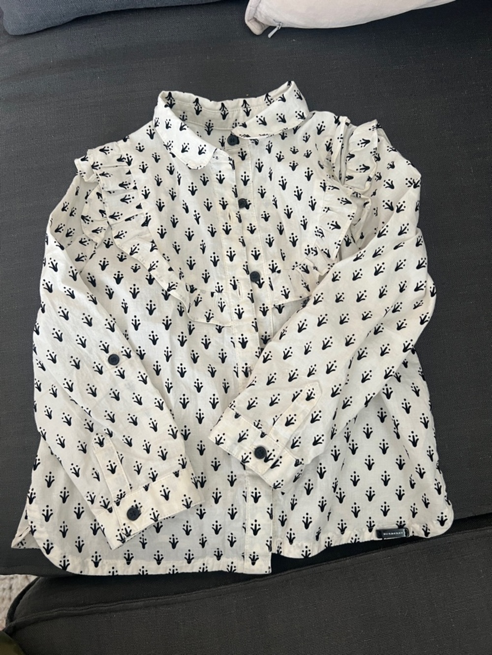 Burberry kids Button-Up Blouse with Black Floral Motif